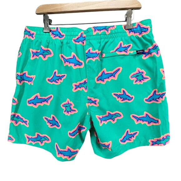 Chubbies Swim Trunks Mens XL Teal Shark Apex Classic Swim Shorts Stretch 5.5" - Picture 4 of 12